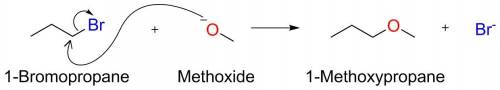 What product is formed when 1-bromopropane reacts with ch3o−?
