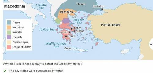 This map shows Macedonia and the Greek city-states. A map titled Macedonia. A key shows Macedonia an