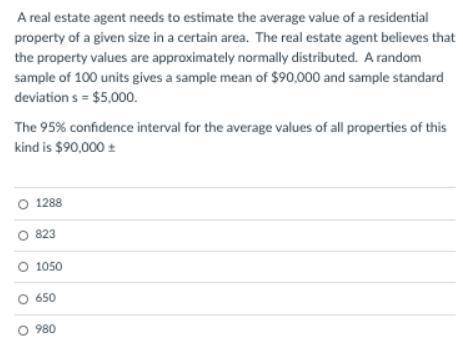 A real estate agent needs to estimate the average value of a residential property of a given size in
