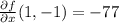 \frac{\partial f}{\partial x} (1,-1) = -77