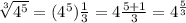 \sqrt[3]{4^{5} } =(4^5)\frac{1}{3} }= 4\frac{5+1}{3} =4^{\frac{5}{3} }