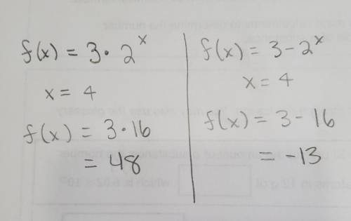 Evaluate f(x)=3⋅2^x for x=4.