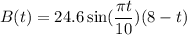 \displaystyle B(t)=24.6\sin(\frac{\pi t}{10})(8-t)