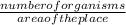 \frac{number of organisms}{area of the place}