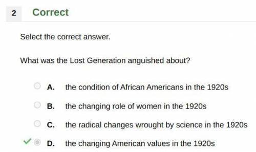 What was the Lost Generation anguished about?

A. 
the condition of African Americans in the 1920s
B
