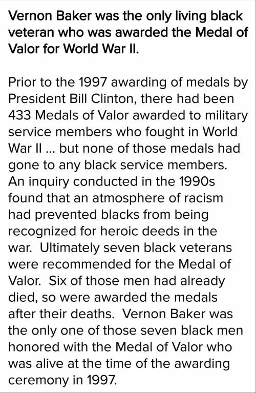Why was the awarding of the congressional medal of honor to vernon baker especially significant?
