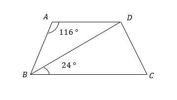 Trapezoid A B C D is shown. A diagonal is drawn from point B to point D. Sides B C and A D are paral