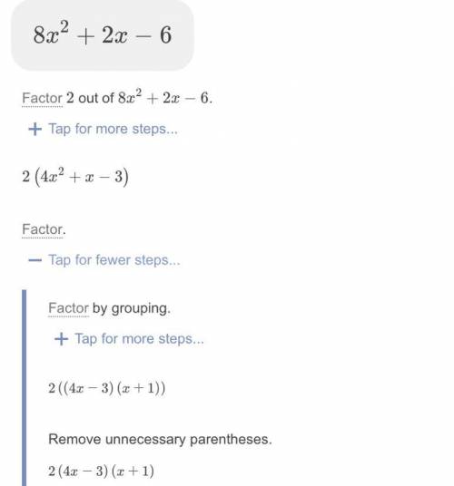 What is 8x^2=2x-6 show answer