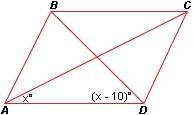 Given that abcd is a rhombus, find the value of x (x-10)