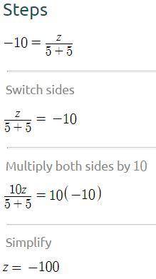 -10 = z/5 + 5 solve the equation PL