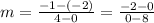m = \frac{-1 - (-2)}{4 - 0}= \frac{-2 - 0}{0 - 8}