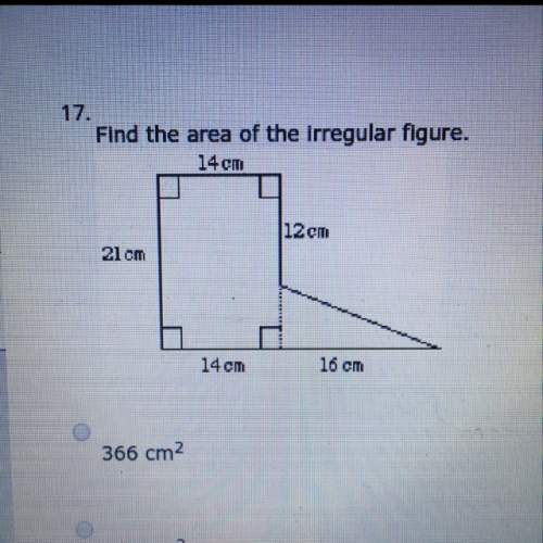 Find the area of the irregular figure. •366 cm^2 •438 cm^2 •308 cm^2 •318.5