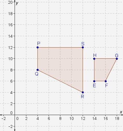 Study polygons pqrs and efgh in the graph. which sentence describes a similarity transformation that