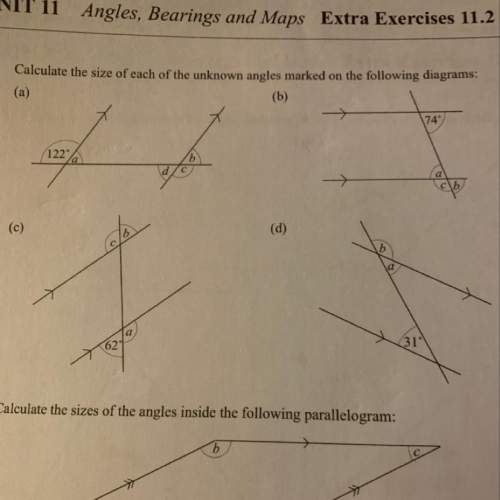 Calculate the size of each of the unknown angles marked on the following diagrams.