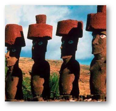 What are the figures above believed to be?  a. moai gods b. ancestor f