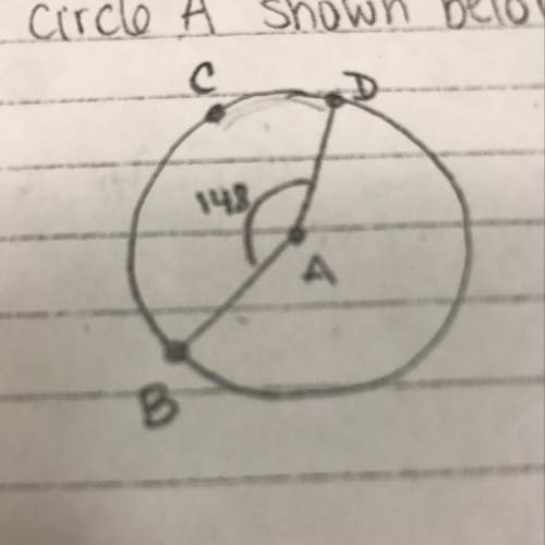 In circle a shown below, the measure of angle bad is 148 degrees. if measure of arc bc is 96 degrees