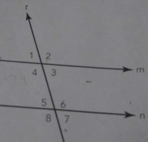 In the diagram,transversal t intersects parallel lines m and n. classify the given angle pair. then
