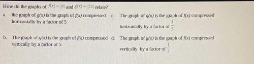 How do the graphs of f(x) = |x|and g(x) = |5x| relate ?