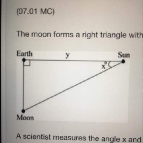 The moon forms a right triangle with the earth and the sun during one of its phases, as shown below: