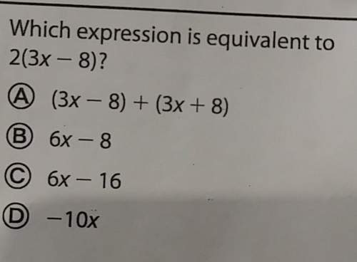 Which expression is equivalent to 2(3x -8)?