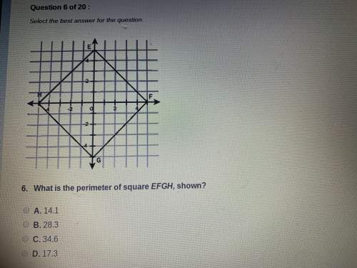 What is the perimeter of square efgh, shown?  a. 14.1 b. 28.3 c. 34.6