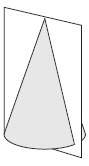 In the figure below, a cone is cut by a plane that passes through its vertex and is perpendicular to