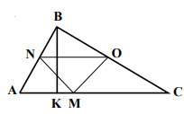 Given: △abc, bk=10, ac=30, m∠nmo=90°, mn=mo, bk⊥ac, no∥ac, m∈ac find: no