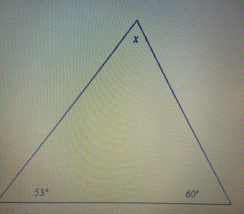Find the value of x in the triangle. a. 7°b. 293°c. 113°d. 67°