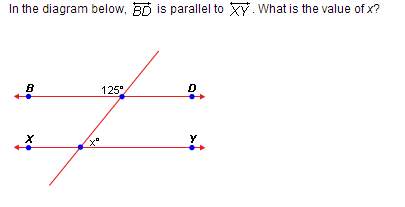 "in the diagram, bd is parallel to xy. what is the value of x?