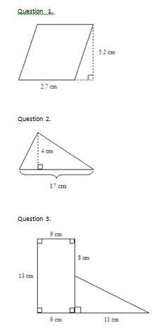 1. find the area. the figure is not drawn to scale. a. 28.08 cm^2 b. 2.5 cm^2 c. 7