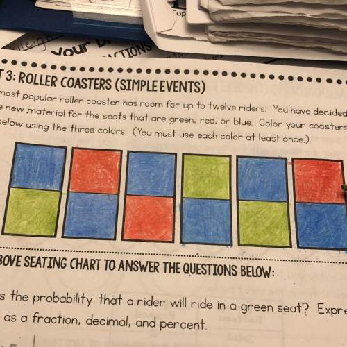 What is the probability that a rider will ride in a green, red, or blue seat? express your an