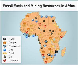 He map shows mining resources on the african continent. which type of map is this? a physical map a