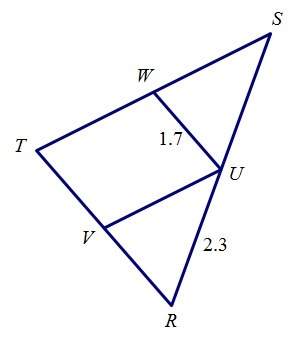 If w, v, and u are the midpoints of triangle srt, find sr.  a. 1.7 b.