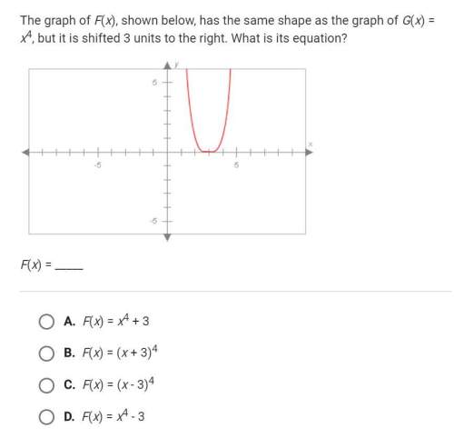 The graph of f(x), shown below, has the same shape as the graph of g(x)=x^4. but it is shifted 3 uni