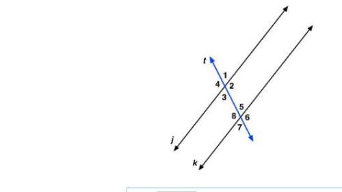 lines j and k are parallel and cut by a transversal, t. if m∠1=55° , what is m∠8 ?