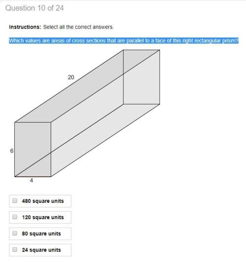 Which values are areas of cross sections that are parallel to a face of this right rectangular prism