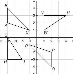 Which pairs of triangles can be shown to be congruent using rigid motions?  select congruent o