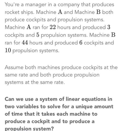 You’re a manager in a company that produces rocket ships.machine a and machine b both produce cockpi