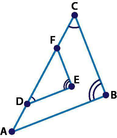 name the similar triangles. triangles cba and def with angle d congruent to angle