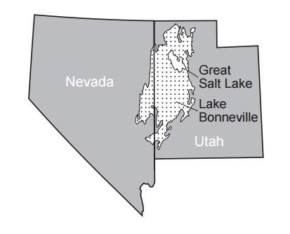 The map below shows the area that, at one time, was covered by ancient lake bonneville. evidence of