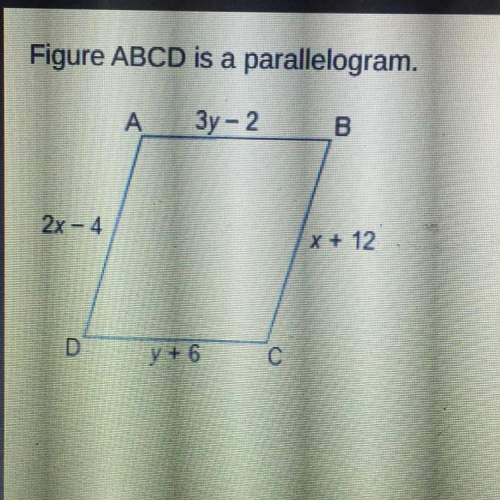 what are the lengths of line segments ab and bc?  figure abcd is a parallelogram.