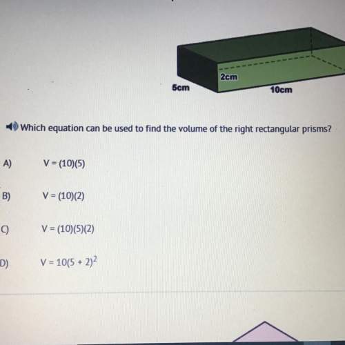 Which equation can be used to find the volume of the right rectangular prism
