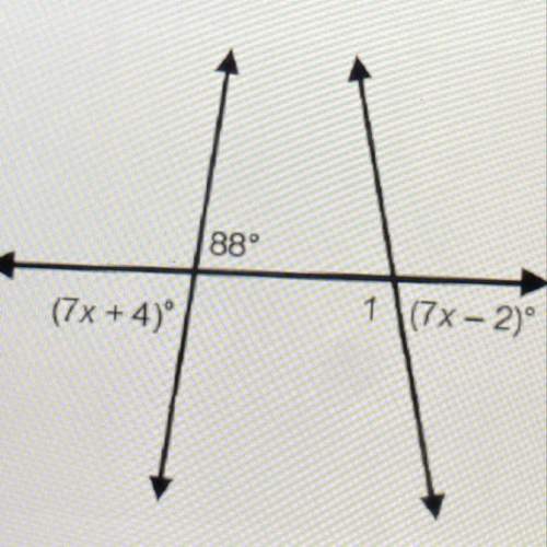 In the diagram, what is the measure of angle 1 to the nearest degree?  82° 92°