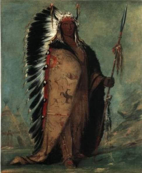 Which complementary colors did the artist use in the painting black rock, a two kettle chief on page