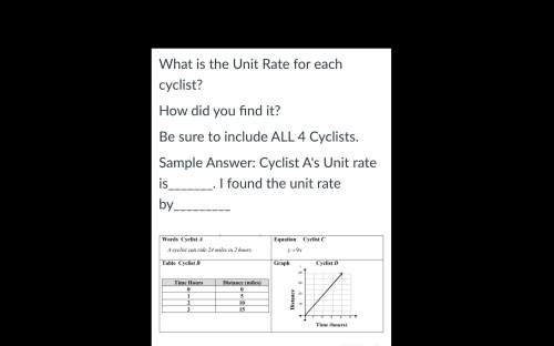 (asap need to submit ! ) what is the unit rate for each cyclist? how did you find