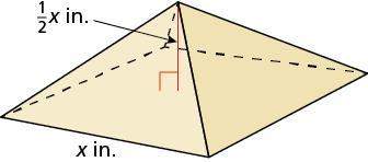 The square pyramid has a volume of 288 cubic inches. what is the value of x?