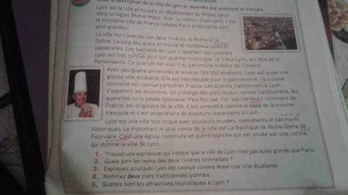 Me answer the questions in the photo.  ***must answer the questions in french***
