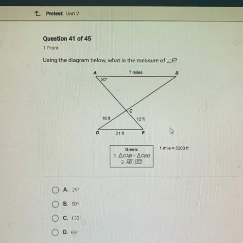Using the diagram below, what is the measure of e?