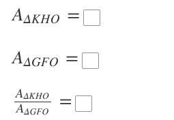 What is the ratio of the perimeter of δhko to the perimeter of δfgo ?  expre
