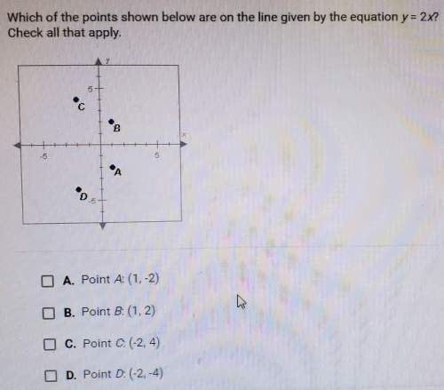Which of the points shown below are on the line given by the equation y = 2x? check all that apply.